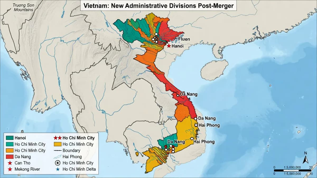 Bản đồ việt nam sau sáp nhập