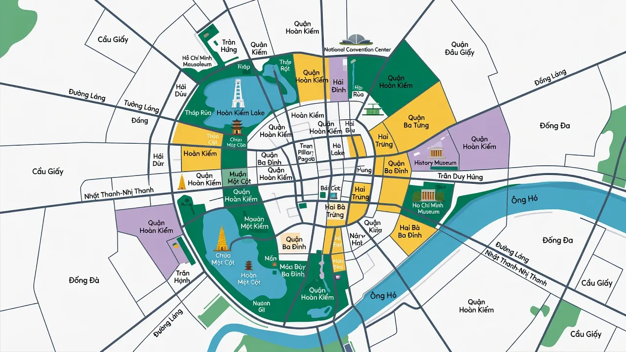 Bản đồ hành chính Hà Nội năm 2025 với các đơn vị phường xã rõ ràng và sinh động.