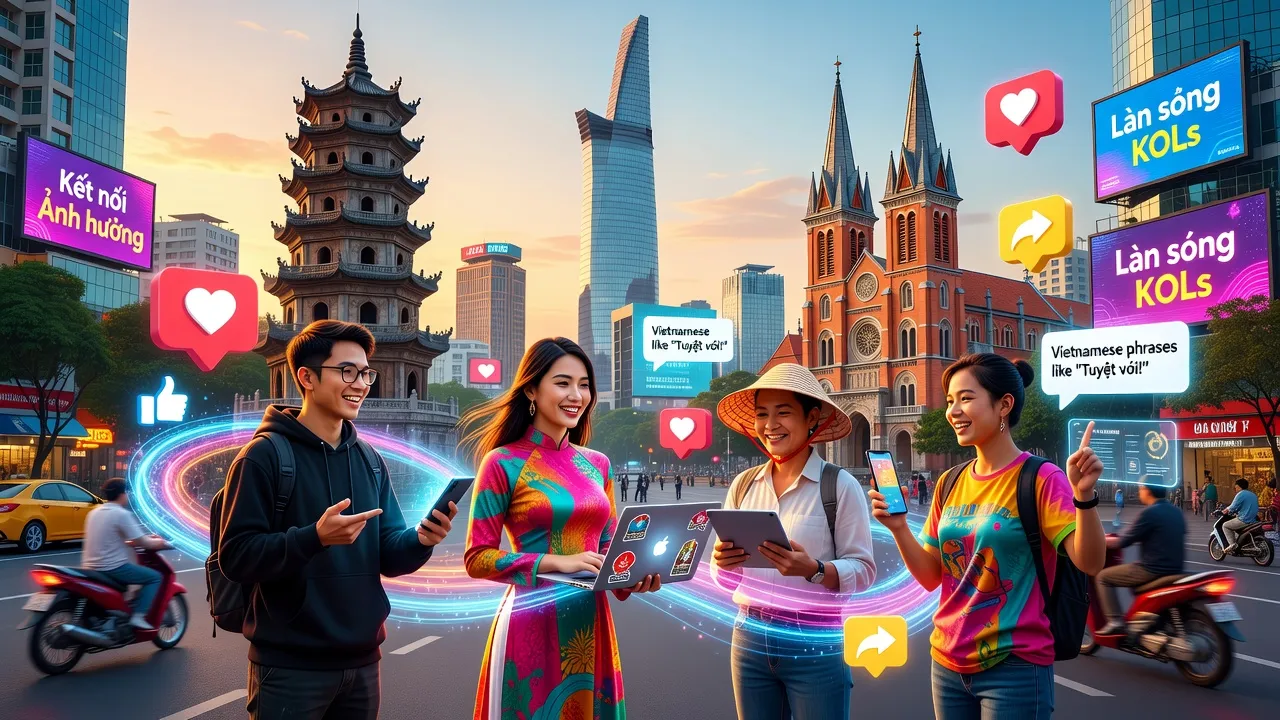 Những người dẫn dắt dư luận KOL đang tương tác trên mạng xã hội tại Việt Nam.