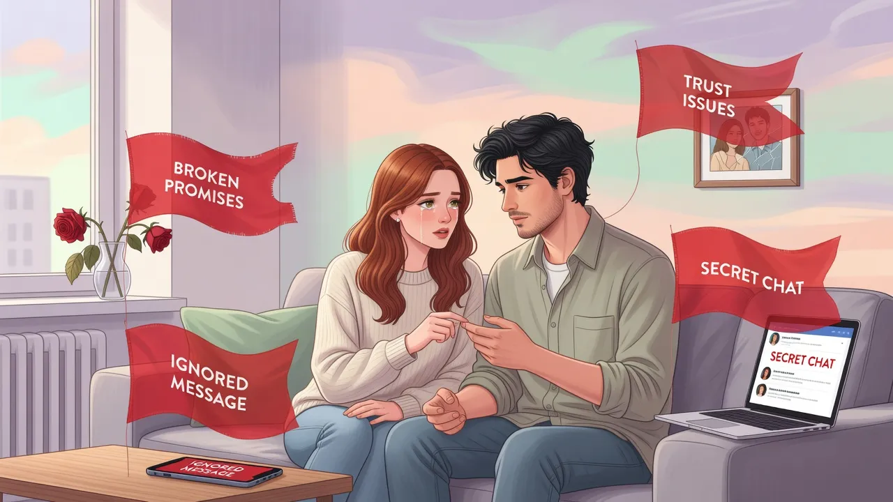 Dấu hiệu cảnh báo trong các mối quan hệ hiện đại, biểu tượng red flag, tình yêu và sự an toàn.