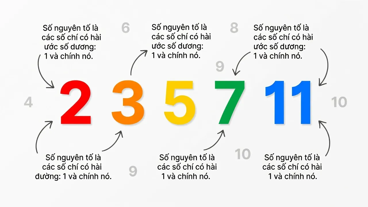 Biểu đồ giáo dục về số nguyên tố, các số nổi bật và giải thích dễ hiểu.