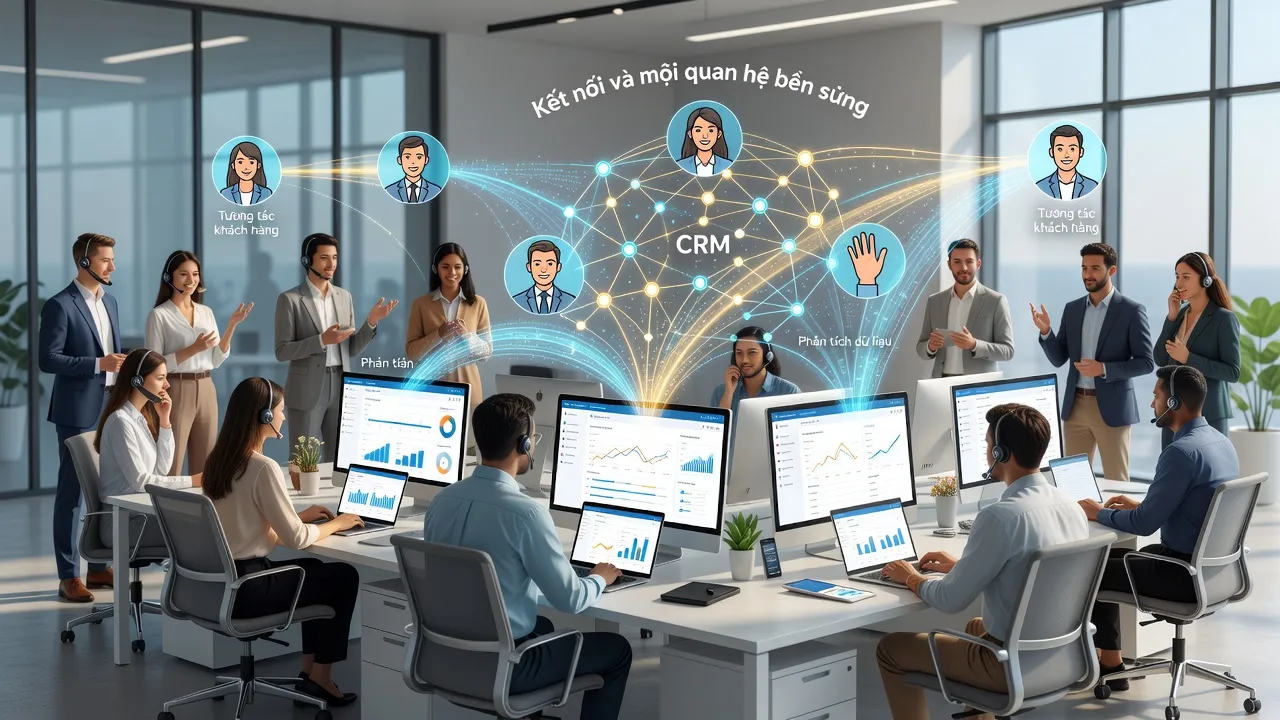 Hệ thống CRM trong văn phòng hiện đại, kết nối nhân viên và khách hàng, Quản lý quan hệ khách hàng.