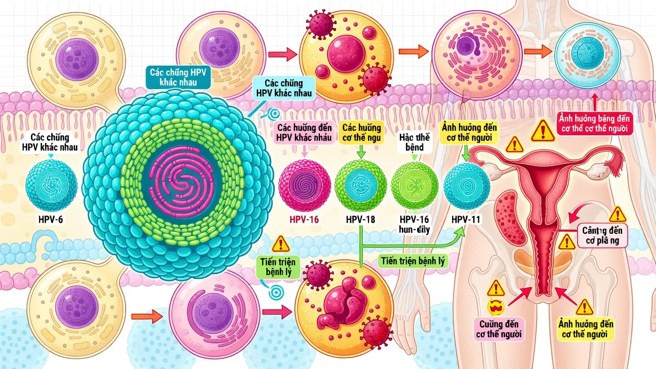 Mô phỏng virus HPV với các chủng và tác động tới sức khỏe người dùng.