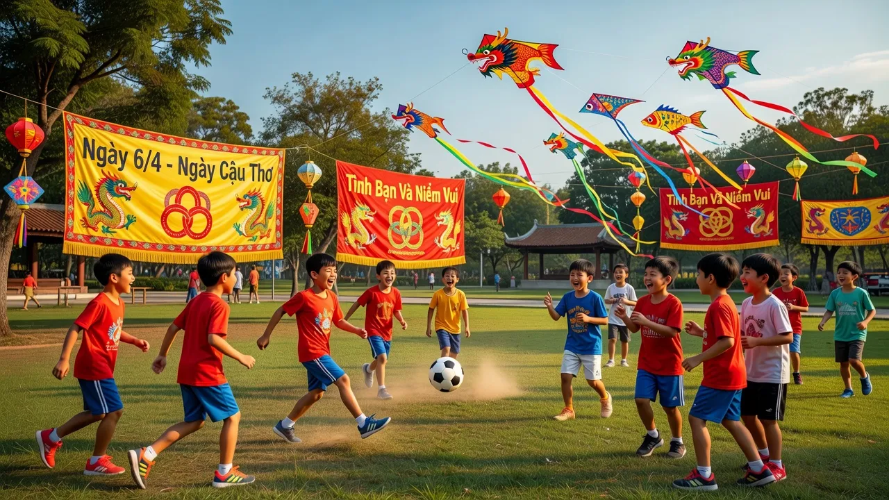 Ngày 6/4 Boy's Day, trẻ em vui đùa, hoạt động ngoài trời tại Việt Nam.