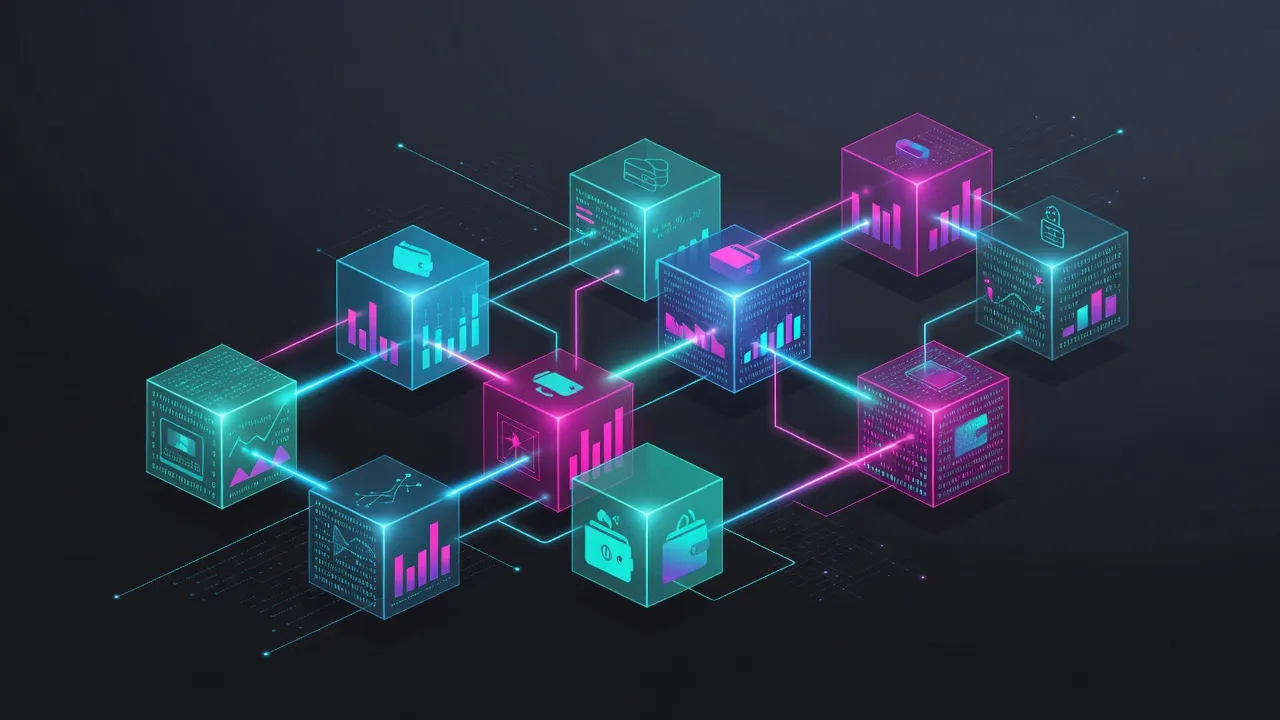 Minh họa công nghệ blockchain, chuỗi khối, dữ liệu giao dịch và sự kết nối, công nghệ hiện đại.