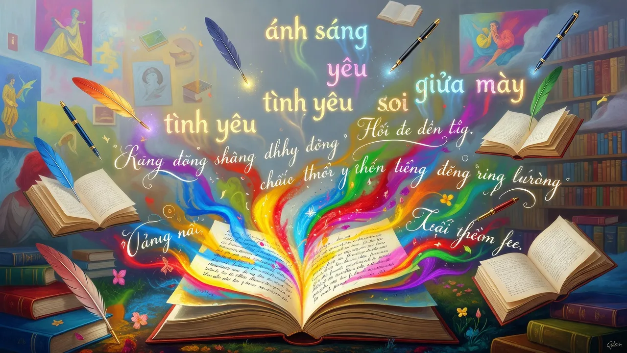 Biện pháp tu từ trong văn học Việt Nam với từ ngữ và hình ảnh sáng tạo, thể hiện nghệ thuật ngôn từ.