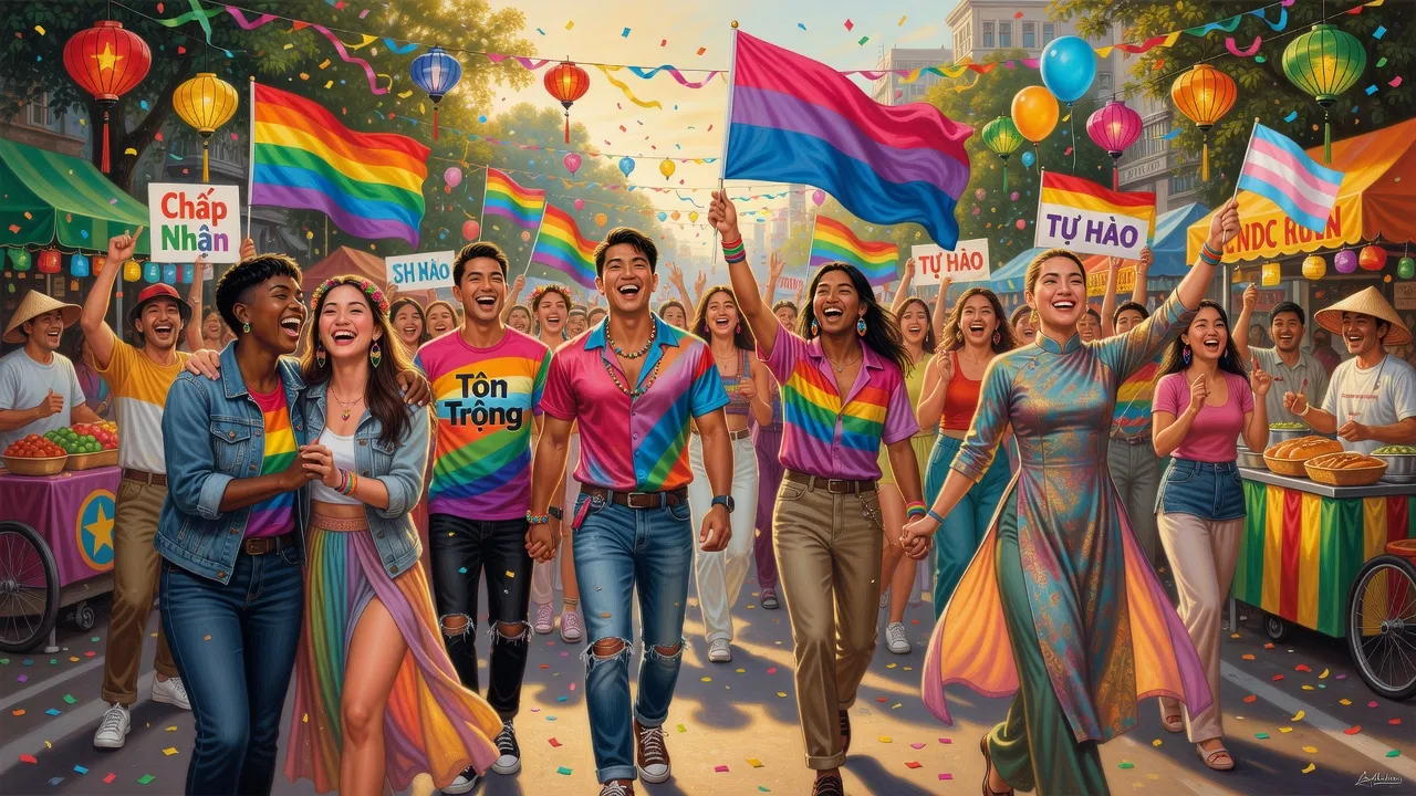Cộng đồng LGBT tại Việt Nam trong lễ hội, thể hiện sự đa dạng và chấp nhận xã hội.