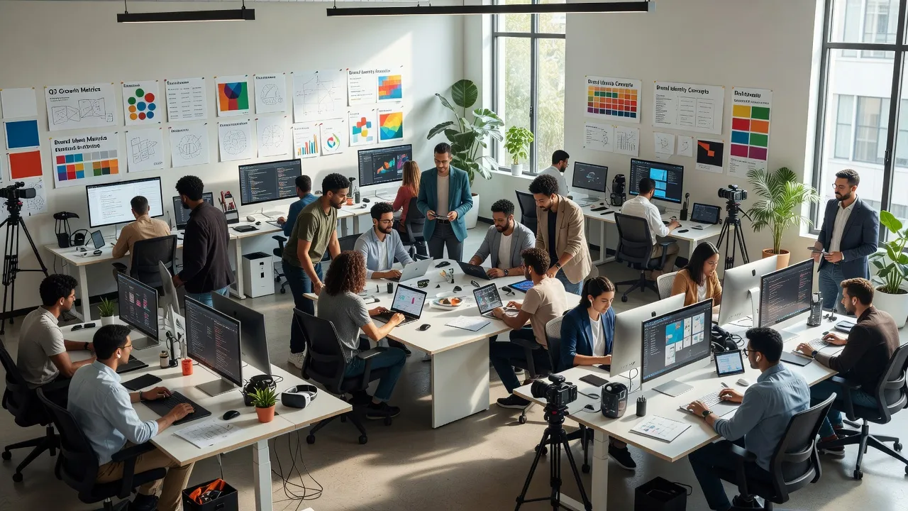 Văn phòng agency hiện đại tại Việt Nam, đội ngũ nhân viên làm việc sáng tạo và năng động.