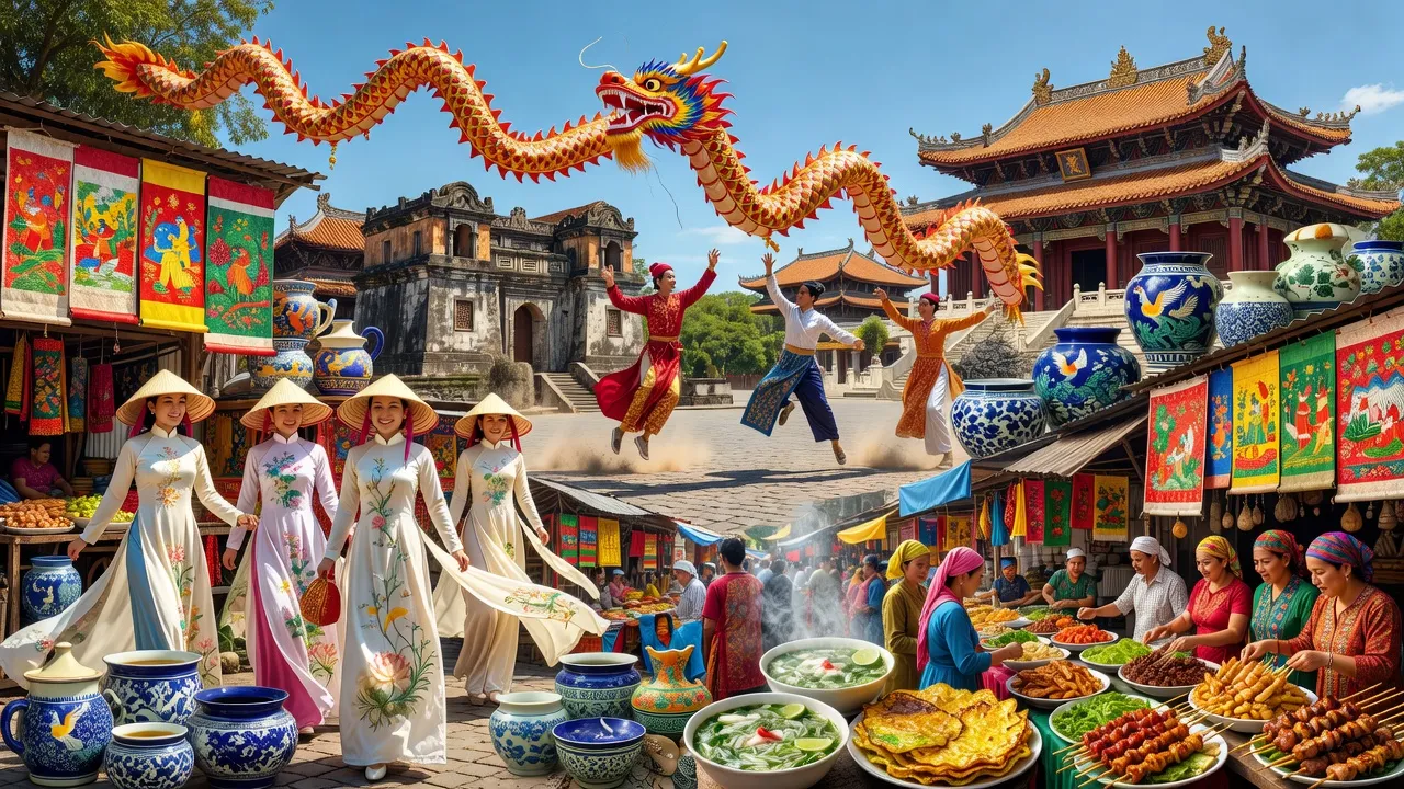 Khám phá văn hóa Việt Nam với trang phục truyền thống, lễ hội và ẩm thực hấp dẫn.