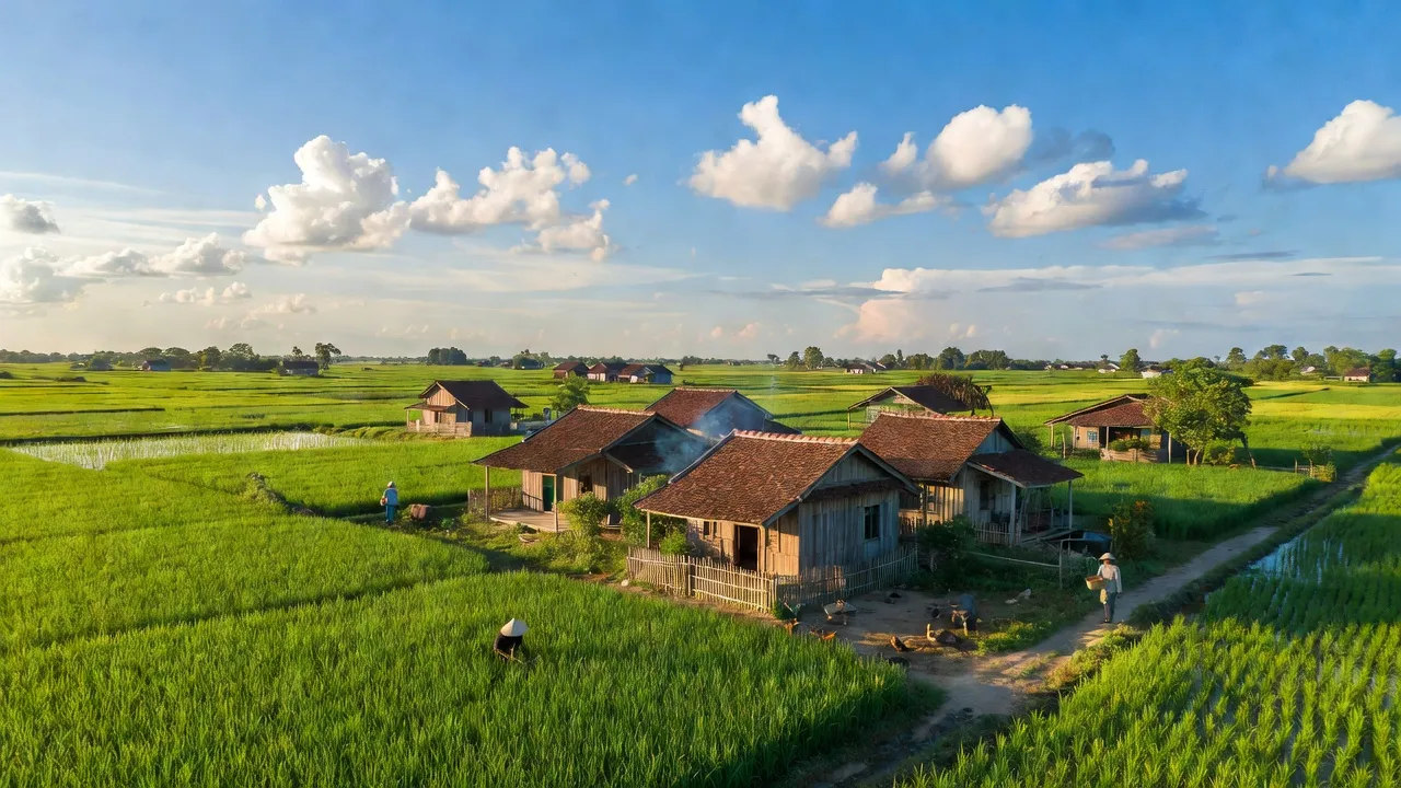 Cảnh đẹp xã Phước Hưng, huyện An Phú, tỉnh An Giang với những cánh đồng xanh mướt.