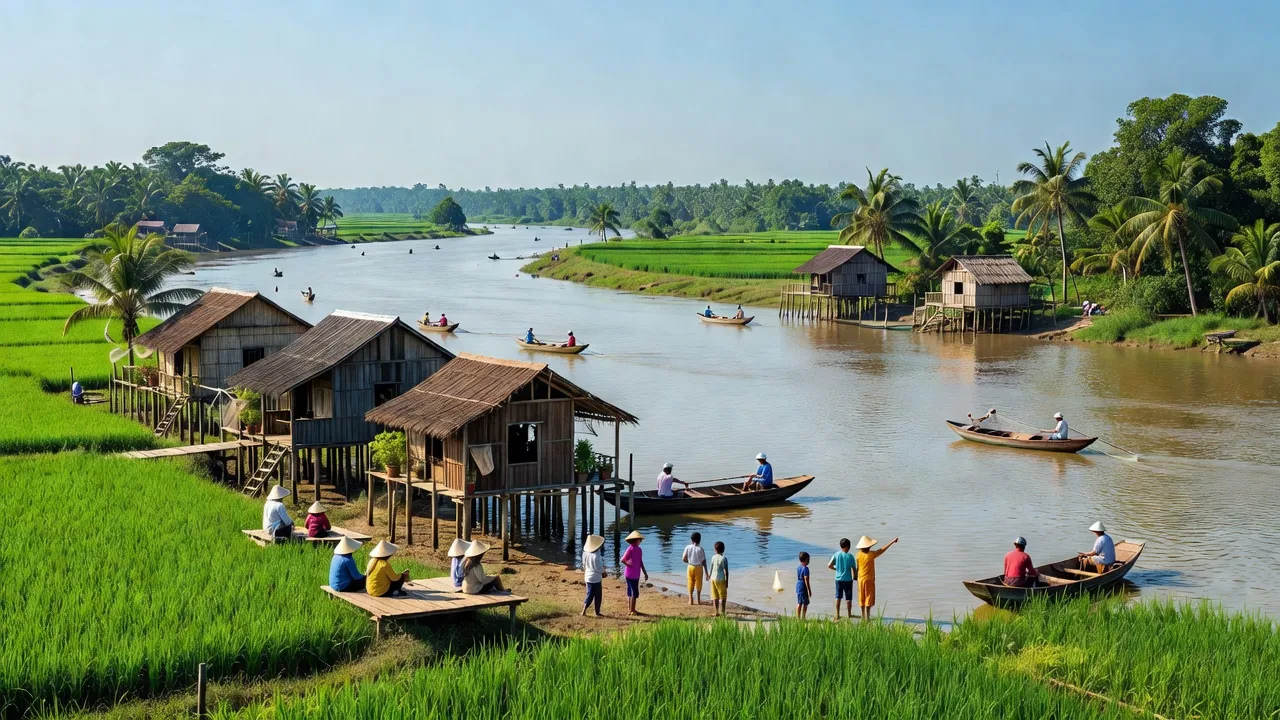 Phường Vĩnh Ngươn, Châu Đốc, An Giang với cảnh sắc thiên nhiên và cuộc sống địa phương sôi động.