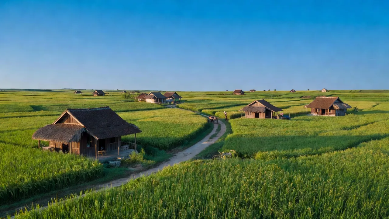 Cảnh đồng lúa xanh tươi ở xã Vĩnh An, huyện Châu Thành, tỉnh An Giang, Việt Nam.