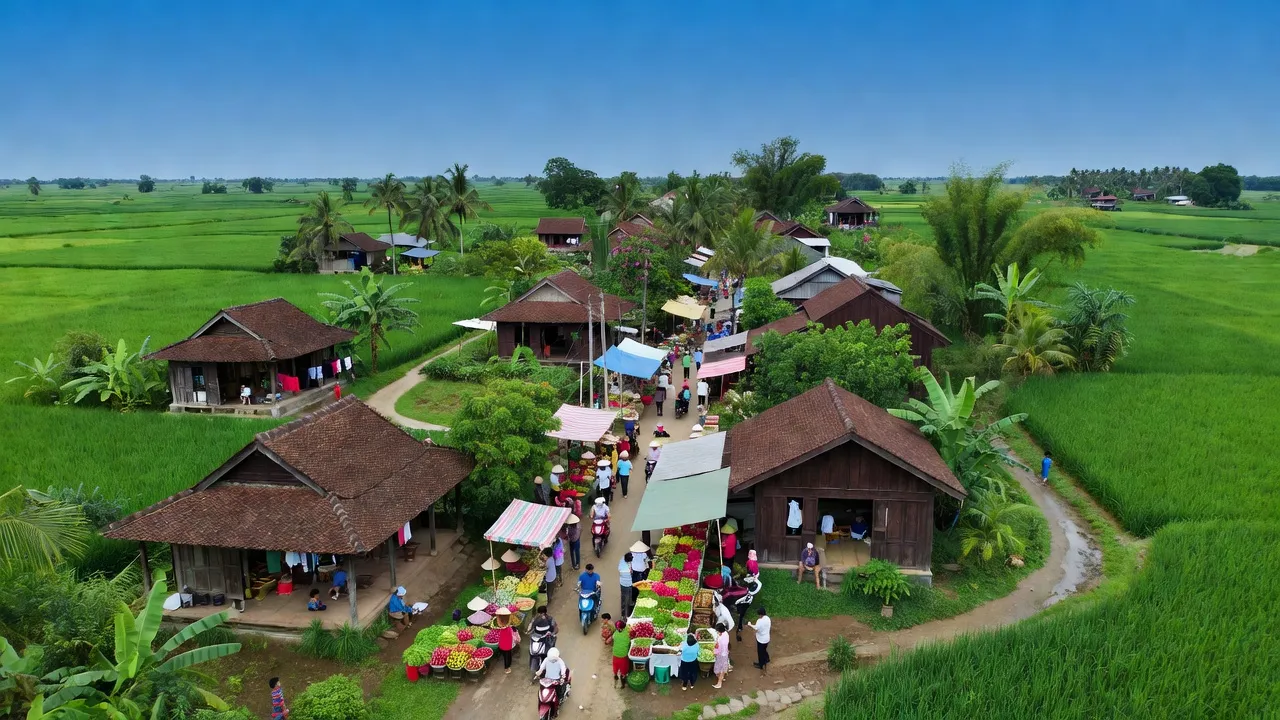 Quang cảnh Thị trấn Vĩnh Bình, Huyện Châu Thành, Tỉnh An Giang với cảnh sắc thiên nhiên tươi đẹp.