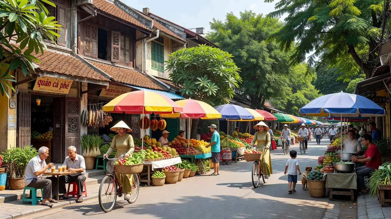 Phường Mỹ Xuyên, Long Xuyên, An Giang với kiến trúc truyền thống và sinh hoạt hàng ngày.