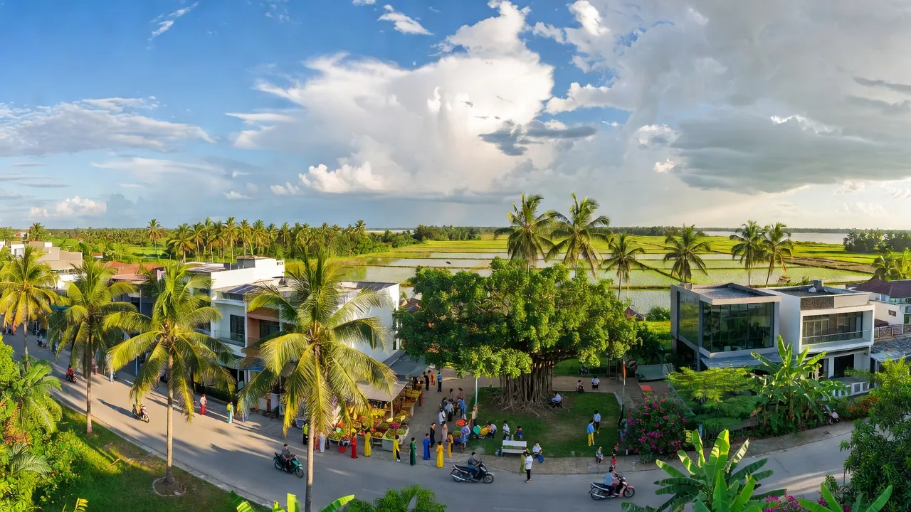 Phường Long Thạnh, Thị xã Tân Châu, tỉnh An Giang với cảnh quan nhiệt đới và cuộc sống cộng đồng.
