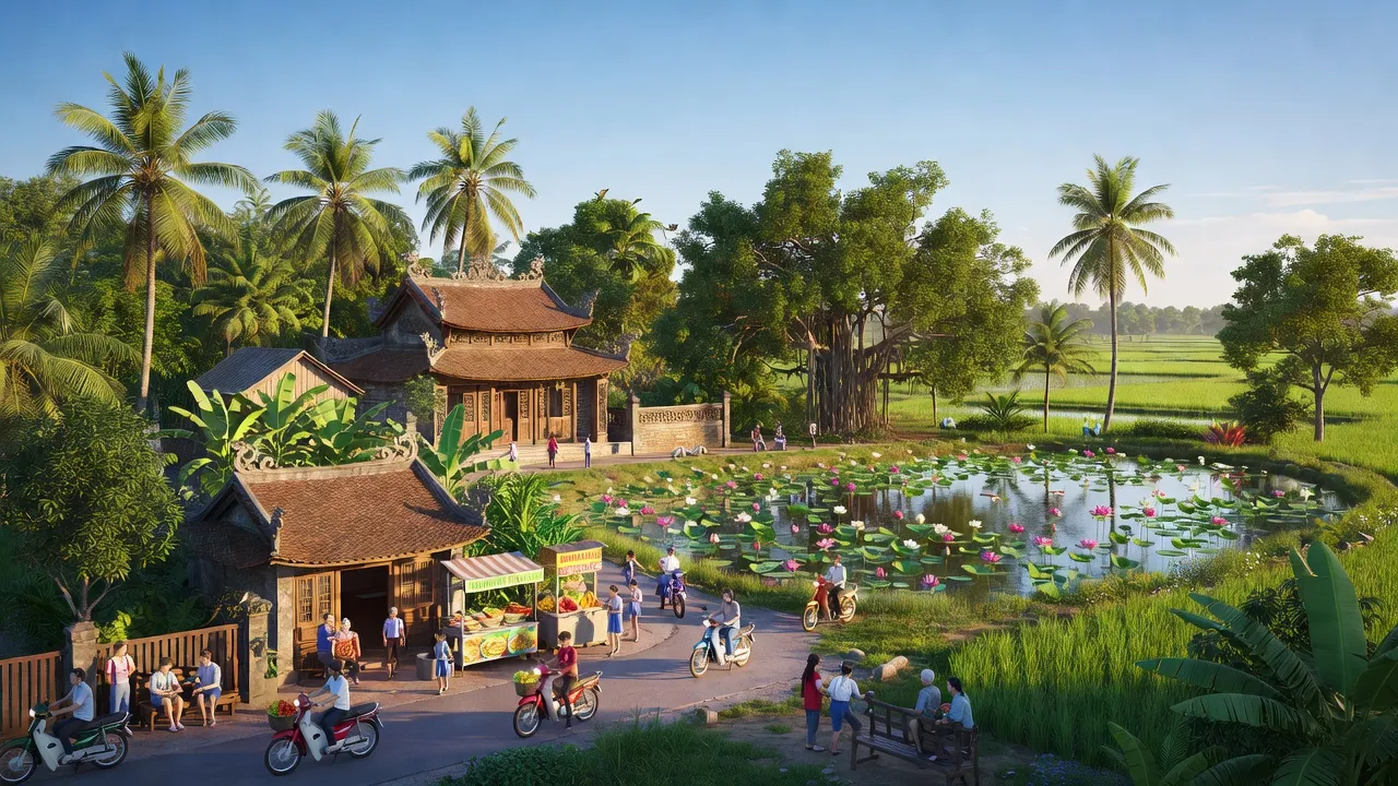 Thị trấn Phú Hoà, huyện Thoại Sơn, An Giang với cảnh đẹp và bầu không khí sống động.