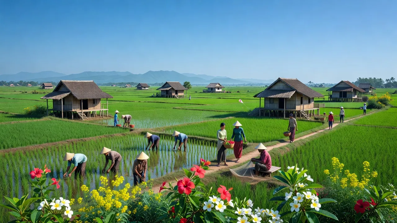 Cảnh đẹp Xã An Hảo, Thị xã Tịnh Biên, tỉnh An Giang với khí hậu nhiệt đới gió mùa.