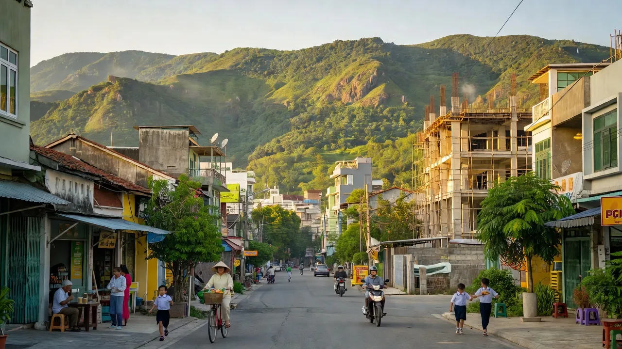 Thị trấn Cô Tô huyện Tri Tôn An Giang, phố phường phát triển và vẻ đẹp thiên nhiên tươi sáng.