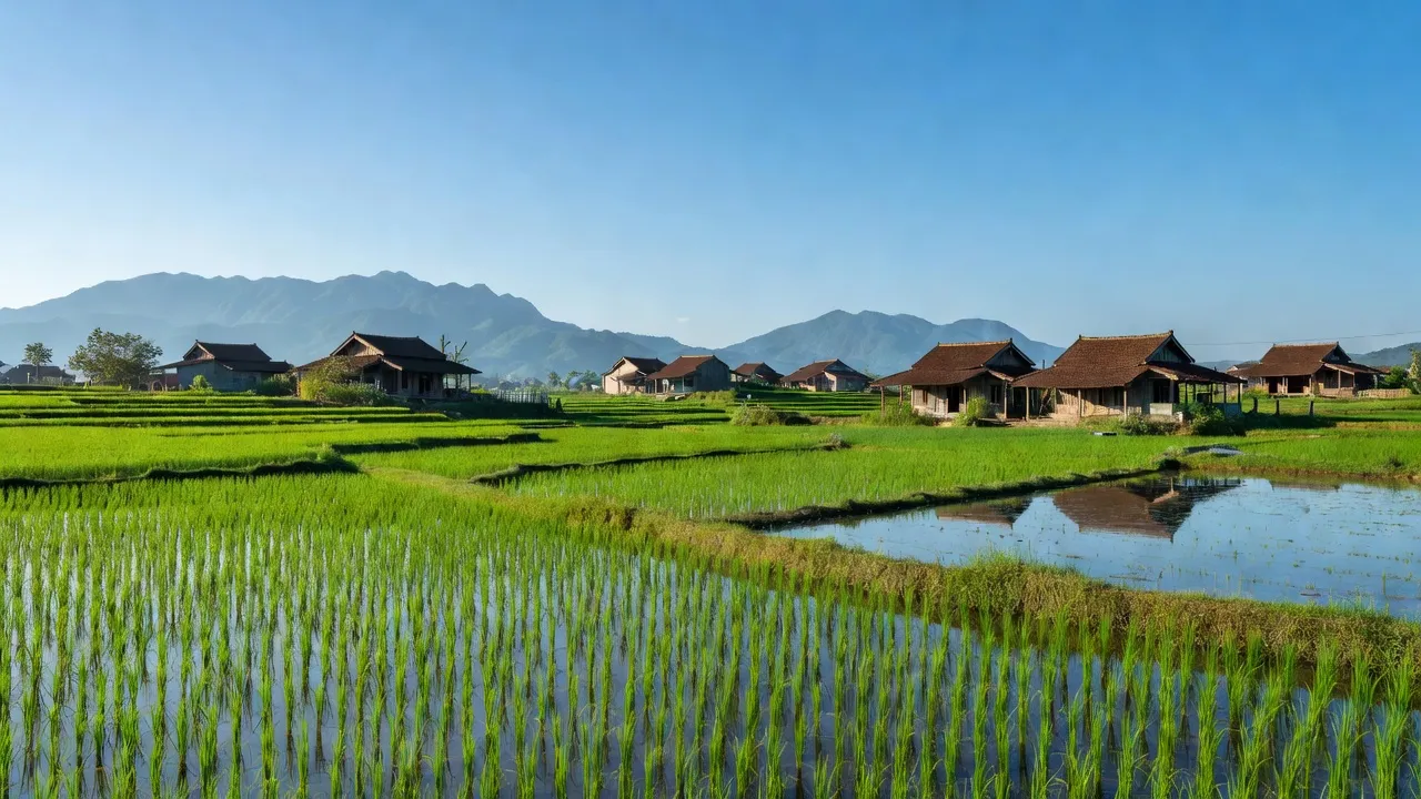 Khung cảnh yên bình xã Đá Bạc huyện Châu Đức, Bà Rịa - Vũng Tàu với ruộng bậc thang.