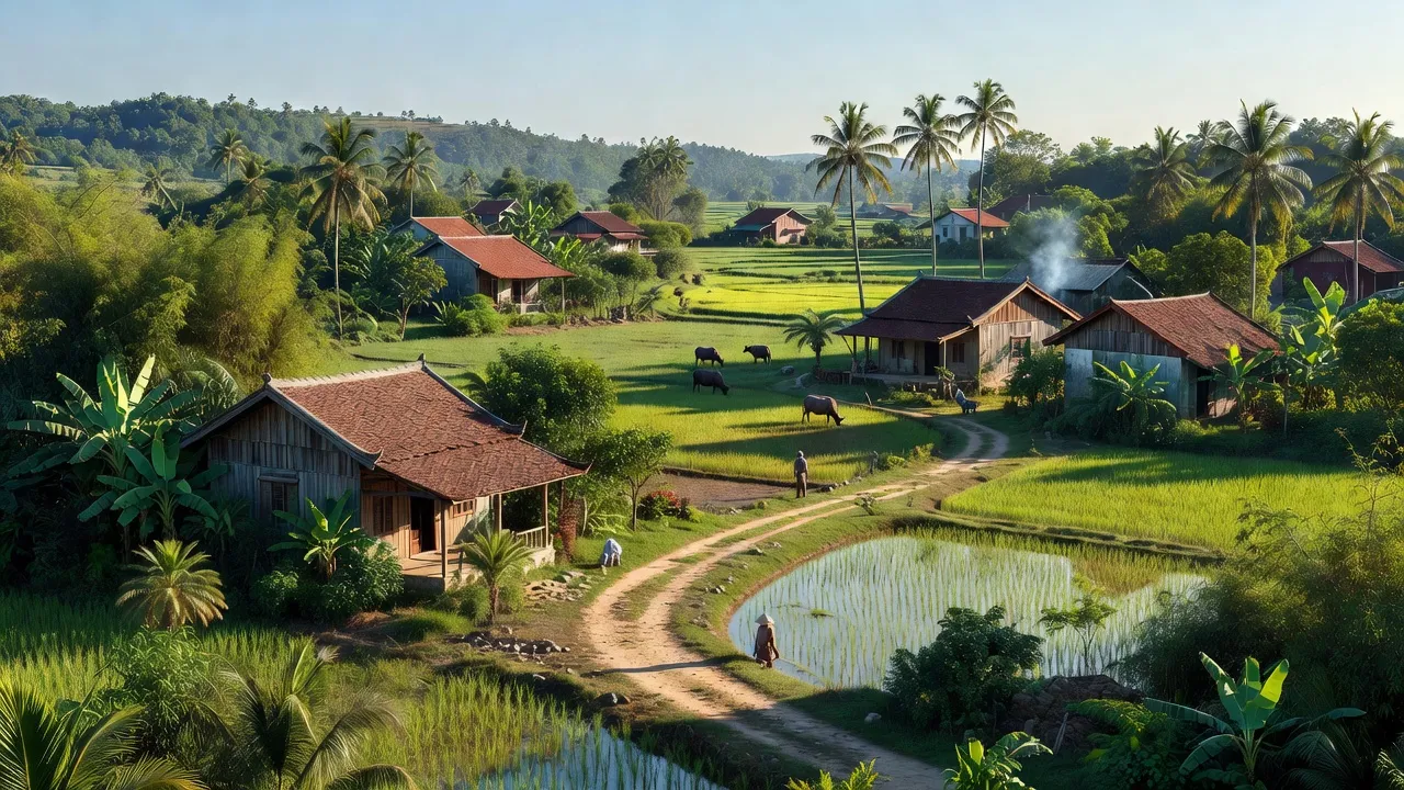 Thị trấn Kim Long, huyện Châu Đức, tỉnh Bà Rịa - Vũng Tàu, với phong cảnh yên bình và kiến trúc truyền thống.