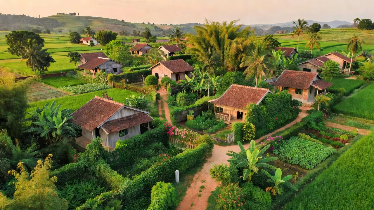 Nghĩa Thành, Châu Đức, Bà Rịa - Vũng Tàu with green gardens and simple homes.