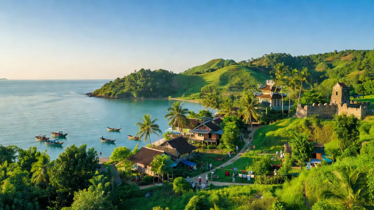 Khung cảnh huyện Long Đất, Bà Rịa - Vũng Tàu với cảnh biển và thiên nhiên tươi đẹp.