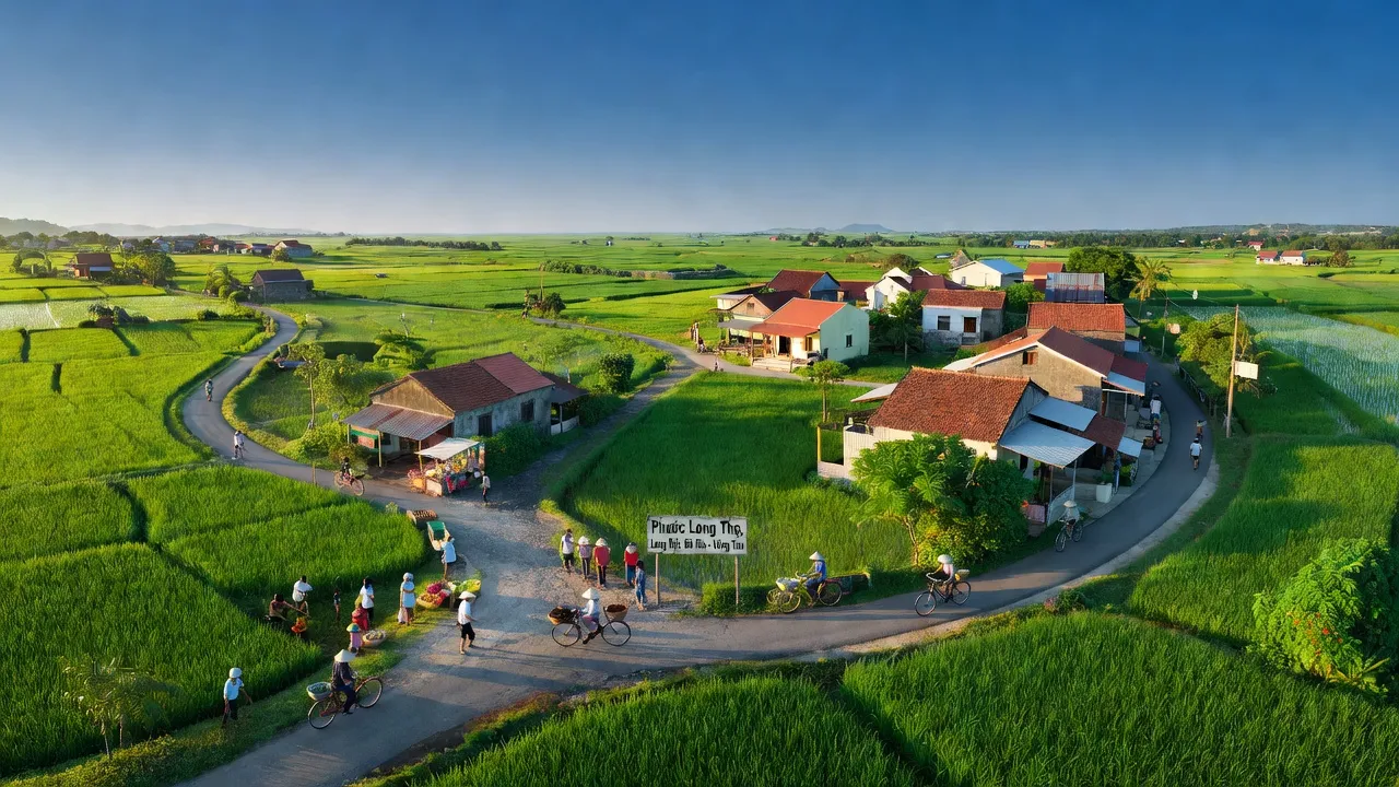 Khung cảnh xanh tươi của xã Phước Long Thọ, Huyện Long Đất, Bà Rịa - Vũng Tàu với cộng đồng năng động.