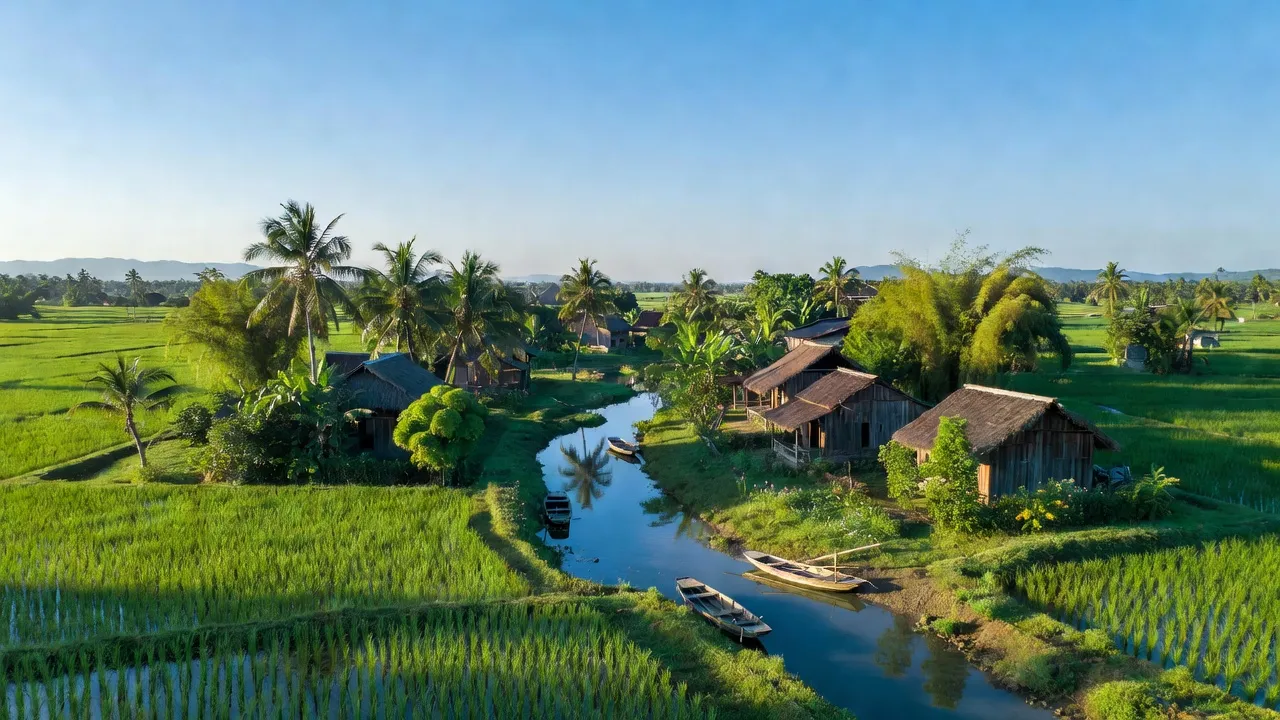 Cảnh quan yên bình xã Tam An huyện Long Đất, tỉnh Bà Rịa - Vũng Tàu với thiên nhiên tươi đẹp.