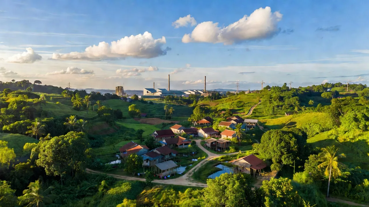 Khung cảnh thanh bình xã Châu Pha, Thành phố Phú Mỹ, tỉnh Bà Rịa Vũng Tàu với làng quê xanh tươi.