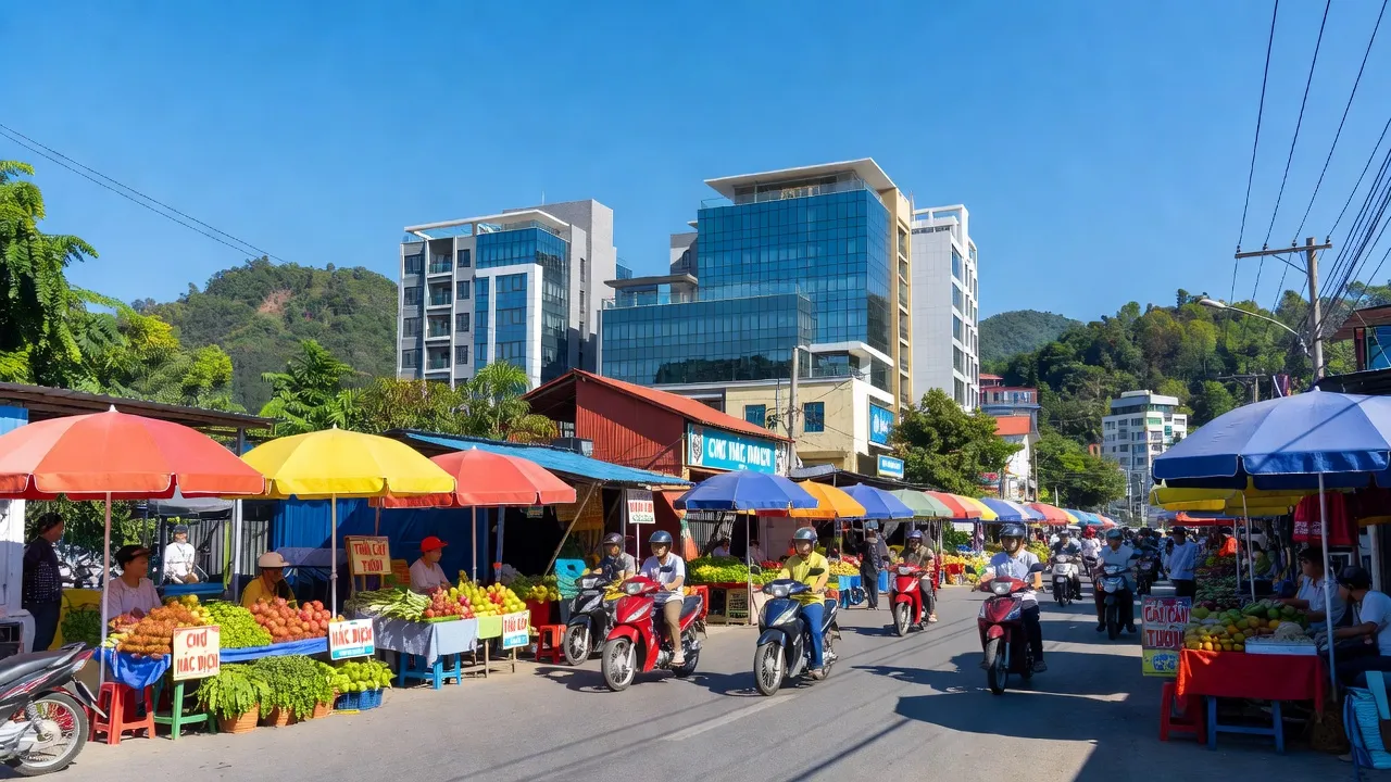 Phường Hắc Dịch, Phú Mỹ, Bà Rịa - Vũng Tàu với cảnh đường phố sôi động và thiên nhiên bao quanh.