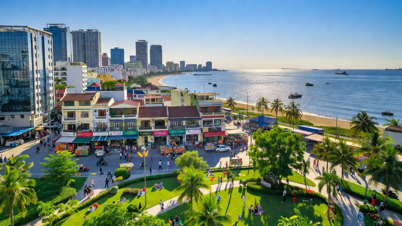 Phường 5, Vũng Tàu with urban development, coastline, and parks, showcasing local life and vibrant scenery.