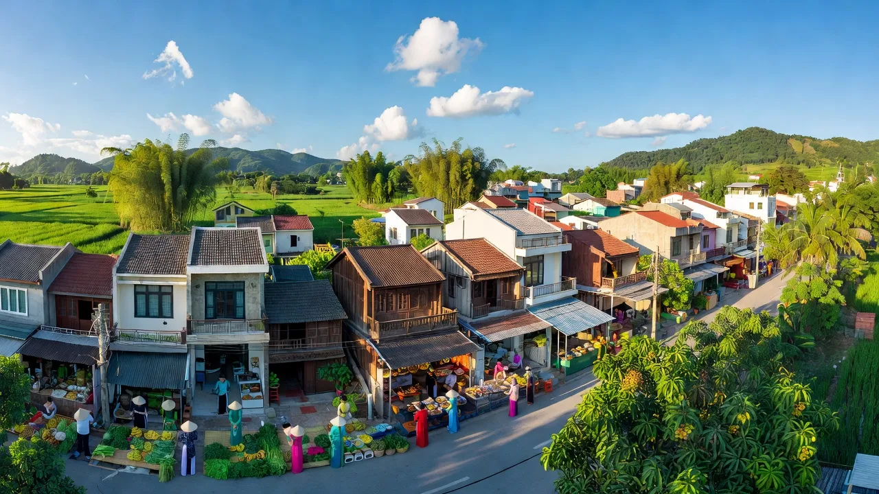 Thị trấn Bắc Lý, huyện Hiệp Hòa, tỉnh Bắc Giang với cảnh quan đẹp và hạ tầng phát triển.