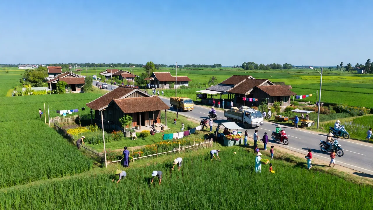 Khung cảnh Xã Bảo Đài, Huyện Lục Nam, Tỉnh Bắc Giang với Quốc lộ 37 và thiên nhiên tươi đẹp.