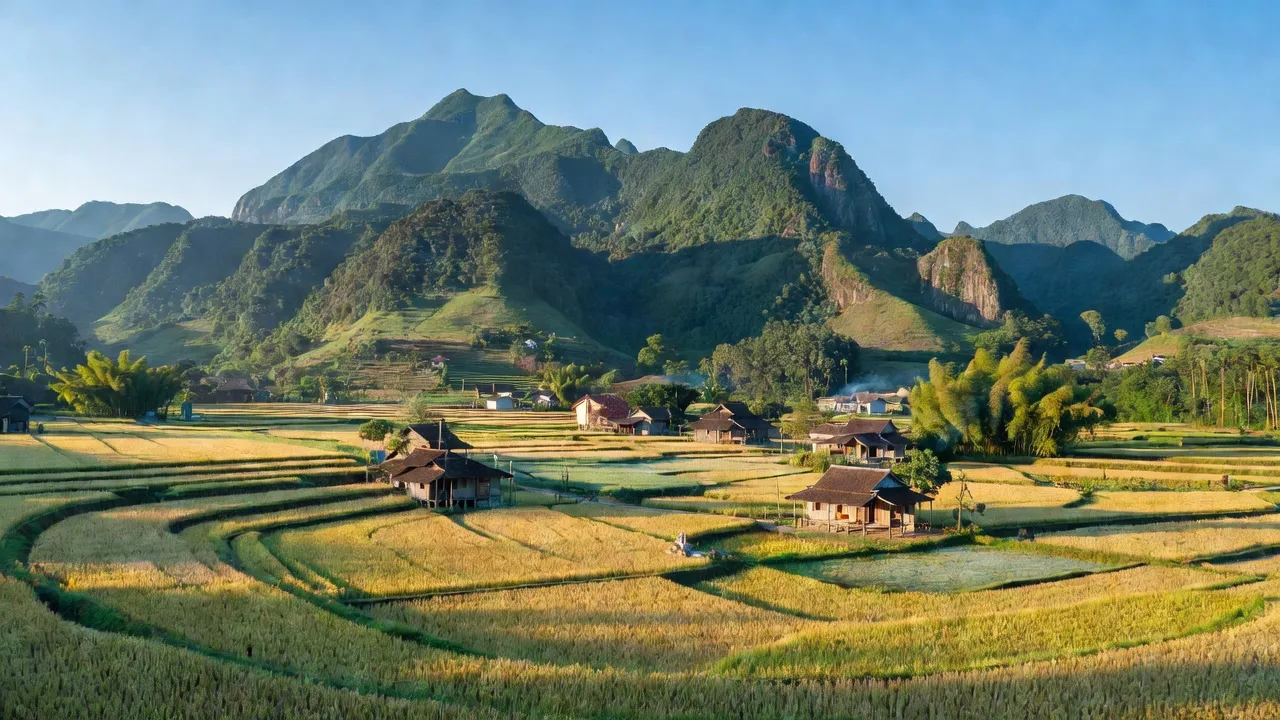 Thị trấn Biển Động, huyện Lục Ngạn, Bắc Giang với thiên nhiên tươi đẹp và cảnh quan núi non hùng vĩ.