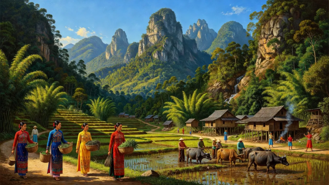 Huyện Sơn Động, Bắc Giang với núi non hùng vĩ và văn hóa đa dạng của các dân tộc.