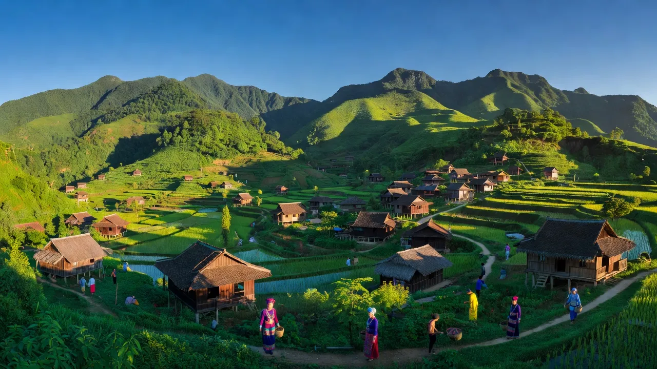 Khung cảnh tuyệt đẹp xã Hữu Sản, huyện Sơn Động, tỉnh Bắc Giang với núi rừng xanh tươi.