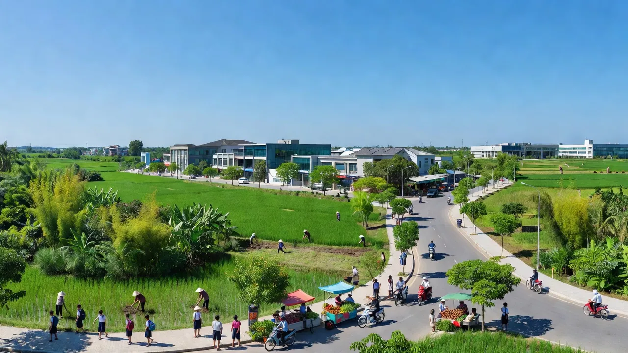Khung cảnh yên bình tại phường Hồng Thái, Việt Yên, Bắc Giang với cơ sở hạ tầng hiện đại.
