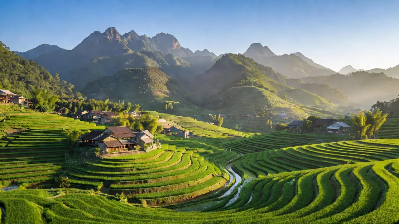 Khung cảnh xã Đồng Lạc, Yên Thế, Bắc Giang với núi non và không gian sống mới.
