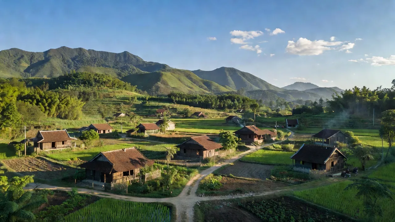 Cảnh quan thiên nhiên tại Xã Hương Vĩ, Huyện Yên Thế, Bắc Giang với núi non xanh tươi.