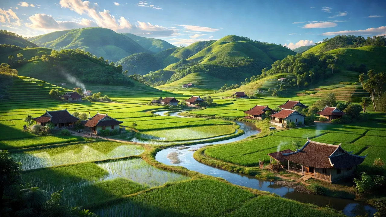 Khung cảnh tỉnh Bắc Giang, đồi núi xanh và đồng ruộng, thể hiện vẻ đẹp thiên nhiên Việt Nam.