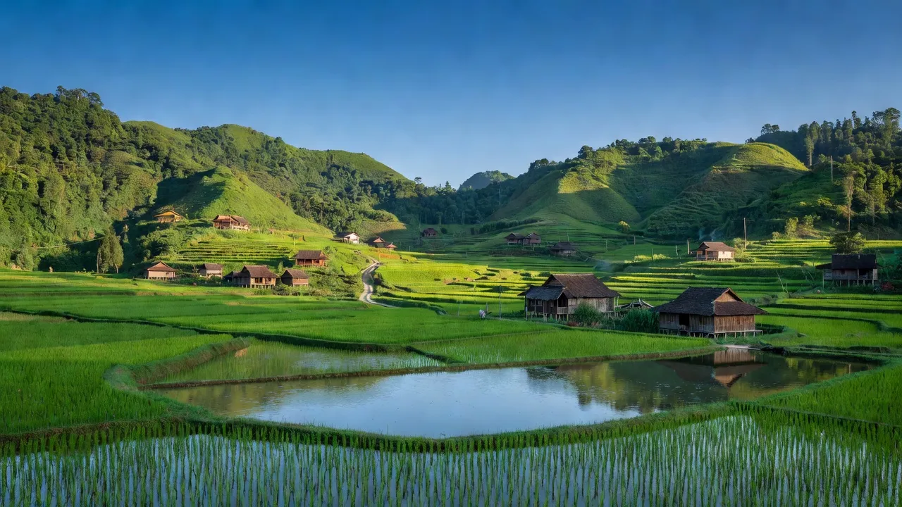 Khung cảnh xã Đồng Phúc, huyện Ba Bể, Bắc Kạn với đồi núi, ruộng bậc thang và nhà truyền thống.