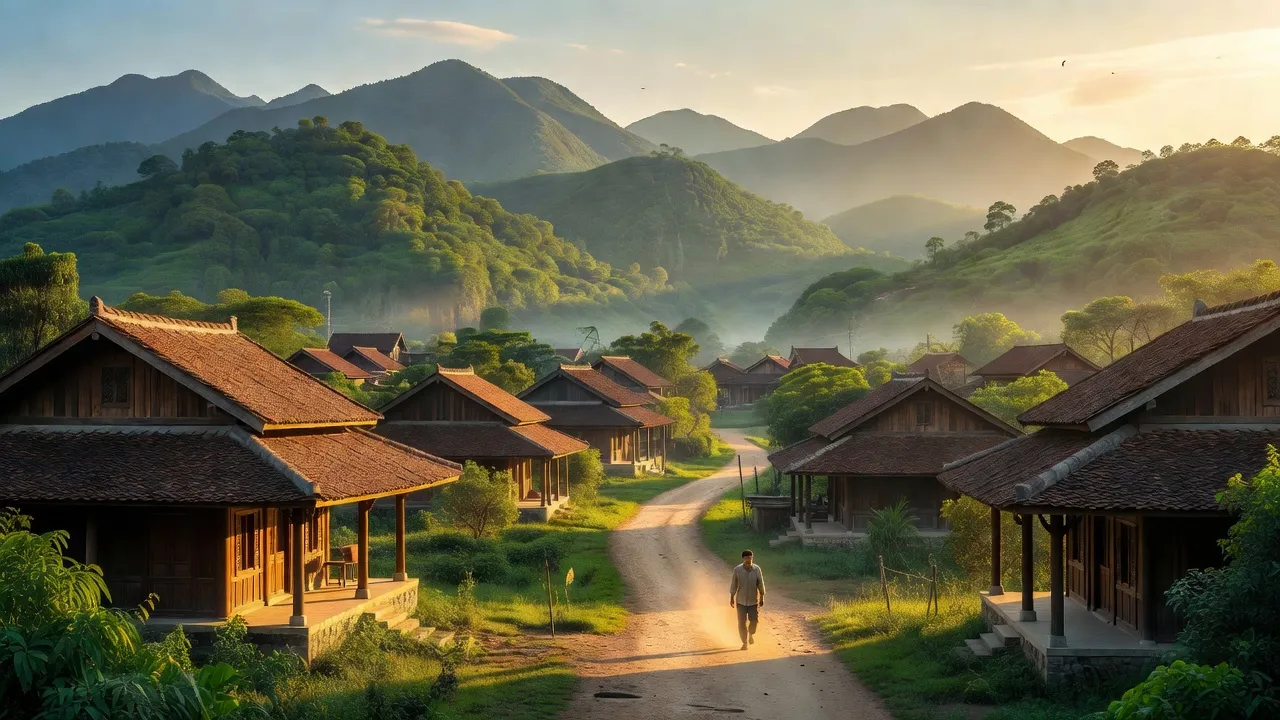 Thị trấn Yến Lạc, huyện Na Rì, Bắc Kạn, với núi rừng xanh và kiến trúc nhà truyền thống.