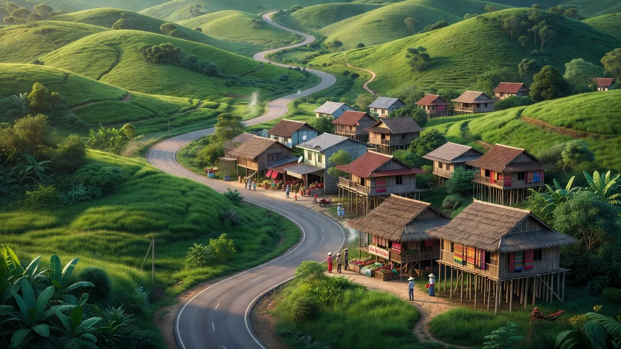 Thị trấn Nà Phặc, huyện Ngân Sơn, Bắc Kạn với cảnh sắc thiên nhiên và đường Quốc lộ 3.