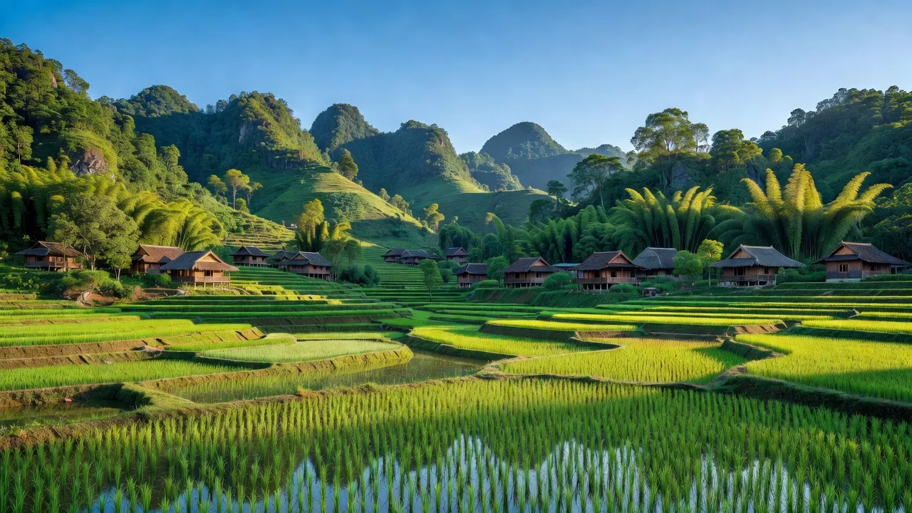 Cảnh đẹp xã Cổ Linh, huyện Pác Nặm, tỉnh Bắc Kạn với núi xanh và thôn bản đồng bào dân tộc.