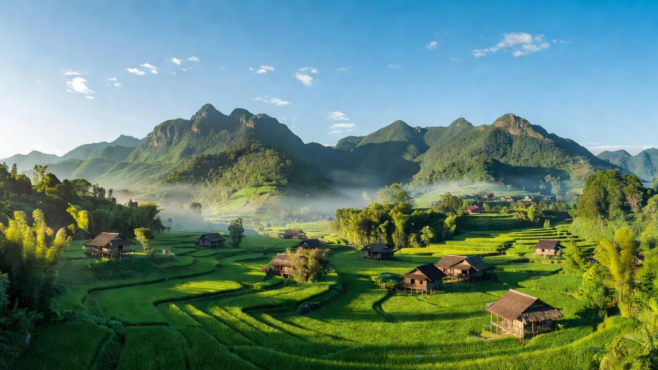 Cảnh quan xã Nhạn Môn, huyện Pác Nặm với núi non hùng vĩ và cuộc sống nông thôn bình dị.
