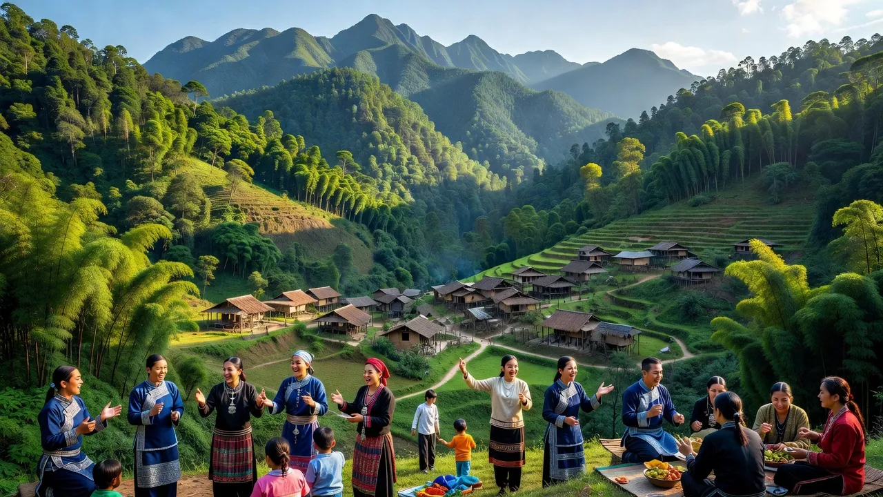Bắc Kạn province landscape, featuring lush forests and traditional village life in northern Vietnam.