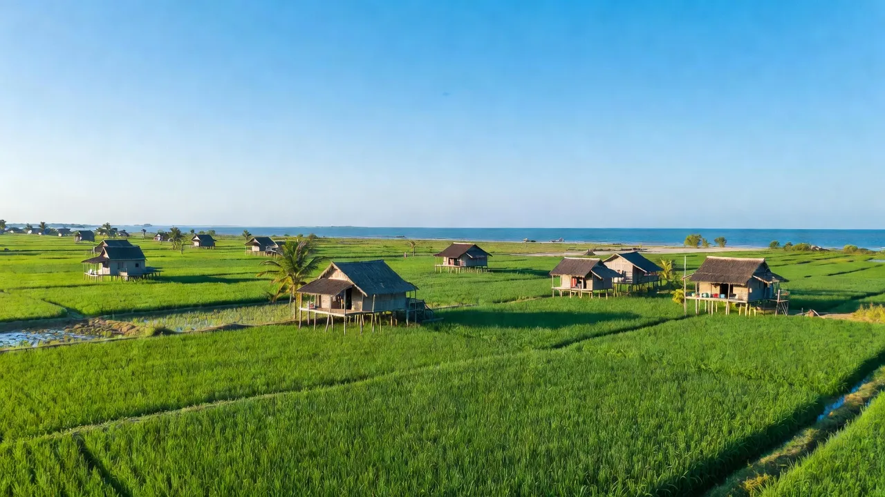 Phong Thạnh Đông village in Giá Rai, Bạc Liêu showing rich greenery and coastal landscape.