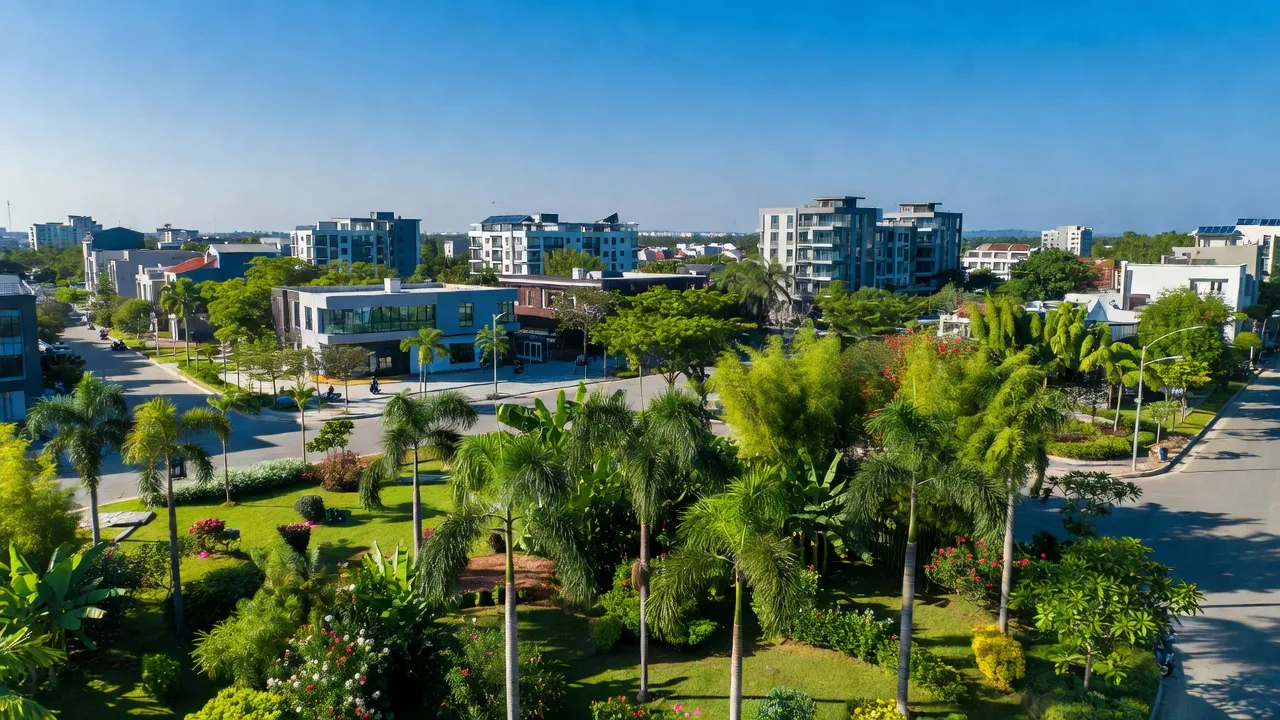 Cảnh quan phường Đại Xuân, Thị xã Quế Võ, tỉnh Bắc Ninh, với cây xanh và không khí trong lành.