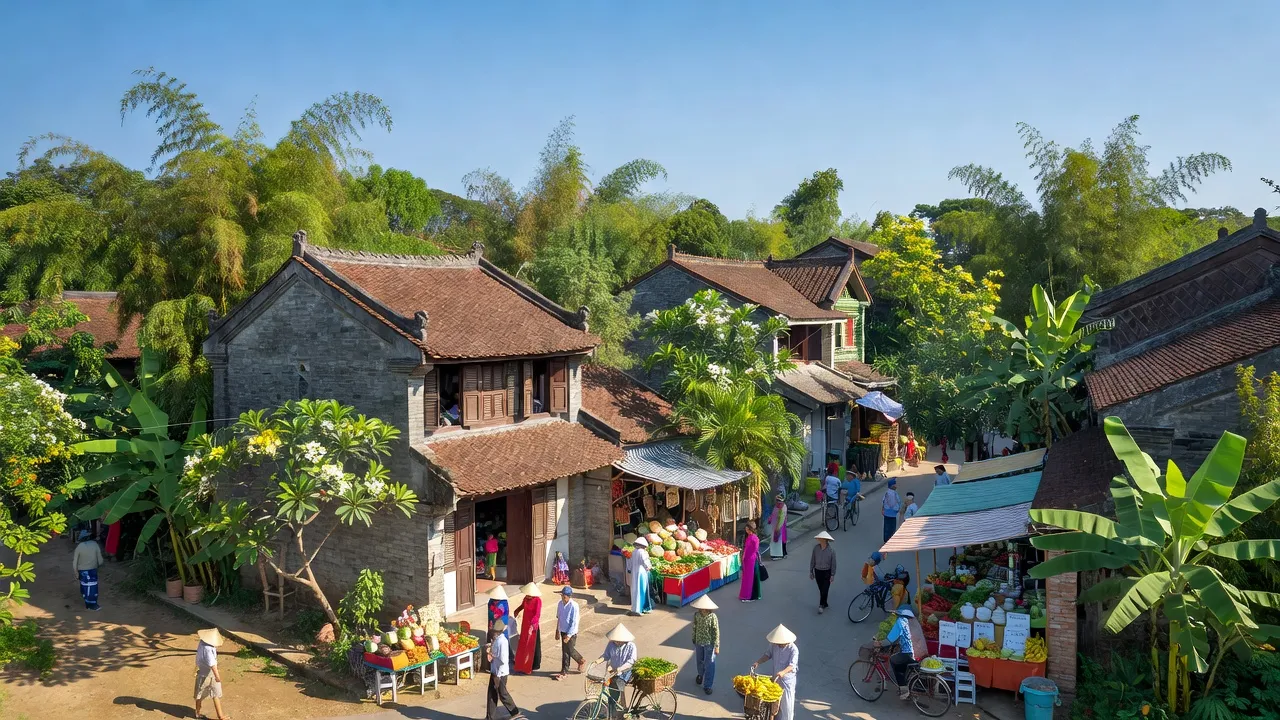 Phường Phố Mới in Thị xã Quế Võ, Bắc Ninh, showcasing traditional houses and vibrant community atmosphere.