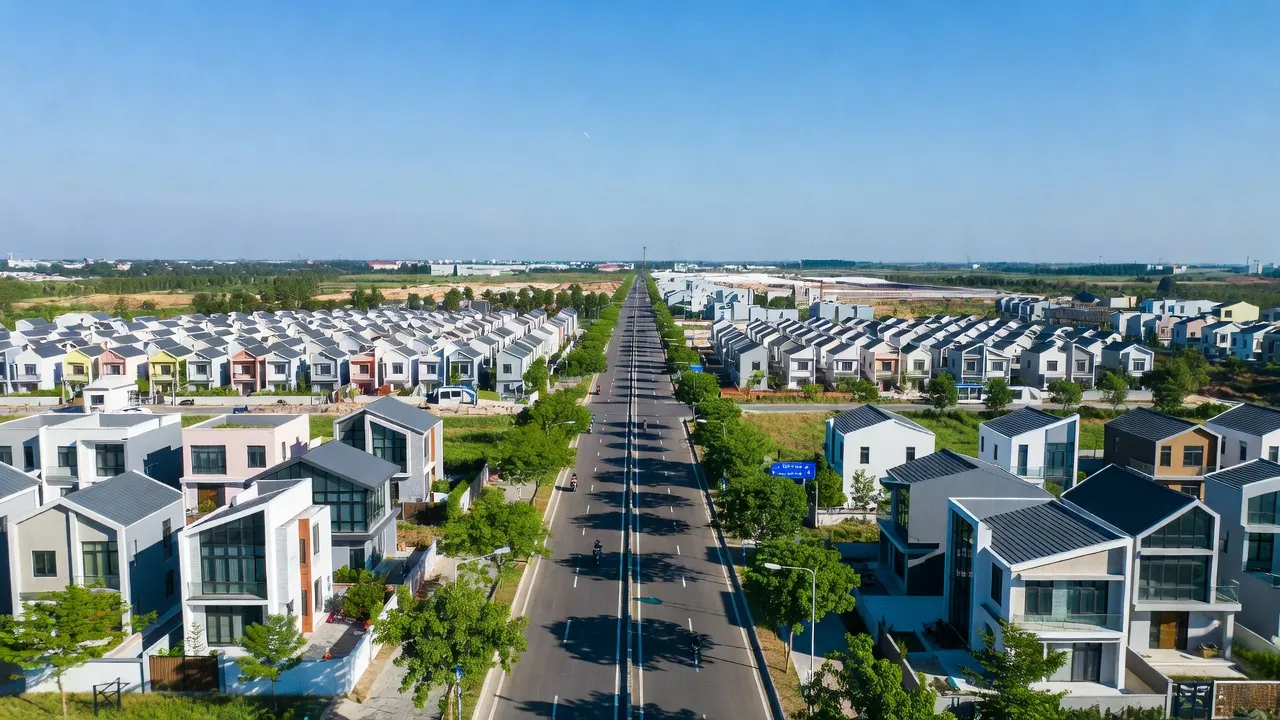 Cảnh quan xã Yên Giả, Thị xã Quế Võ, Bắc Ninh với nhà ở mới và hạ tầng phát triển.